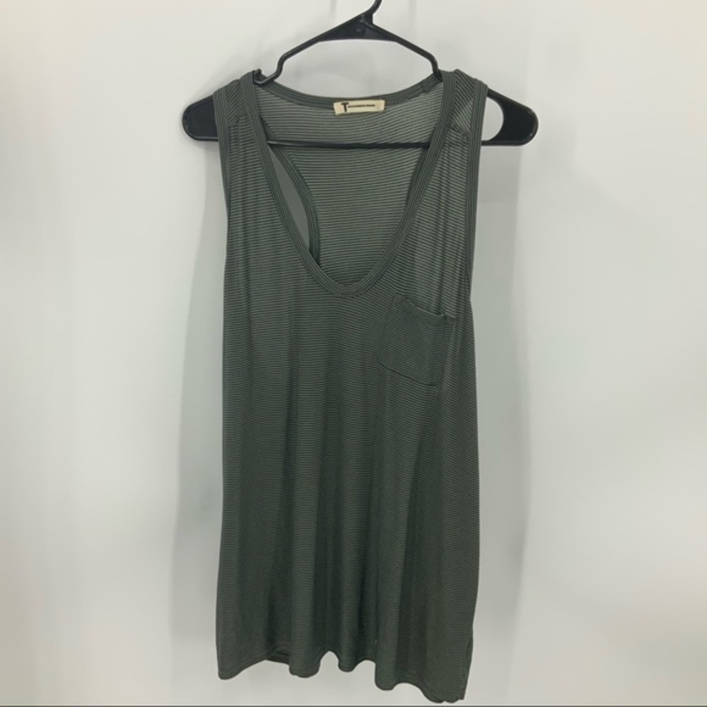 T Alexander Wang stripe pocket racer back tank top